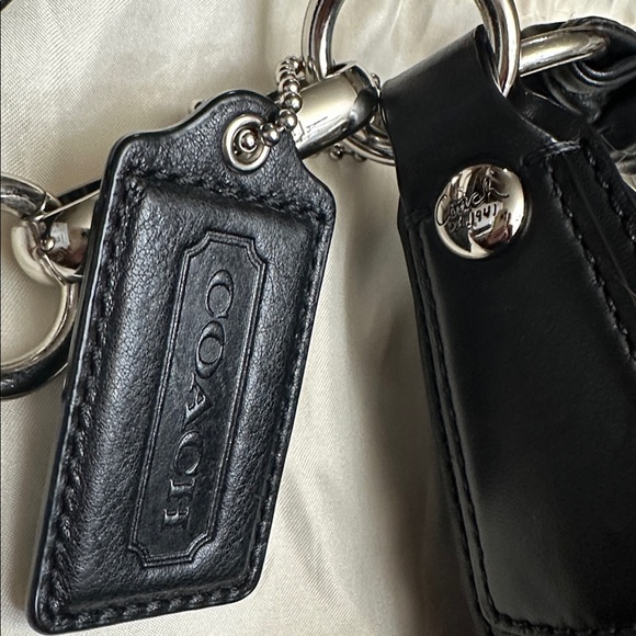 ⭐️#14769 Coach Kristin Black Leather Hobo Bag Silver Hardware Blue Interior - Picture 7 of 13